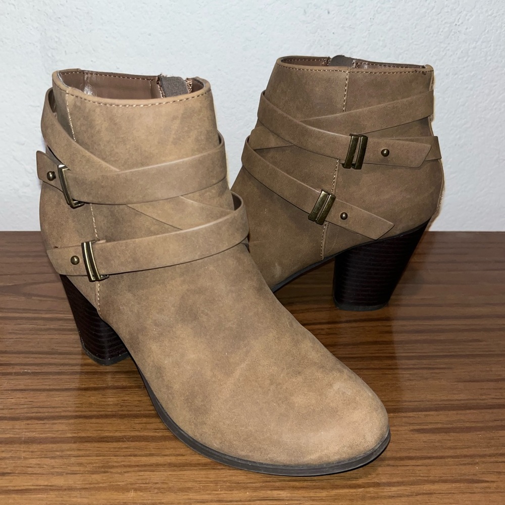 Tan heeled ankle boots